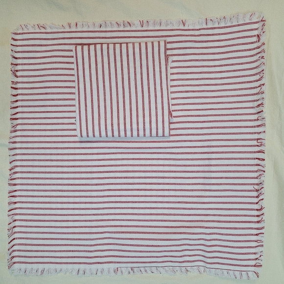 NEW! Throw Pillow COVERS 24x24 Set of 2 Striped Red Pillow Farmhouse Boho - Picture 2 of 7